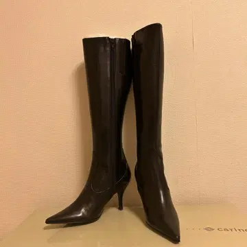 블랙 스틸레토 롱 부츠