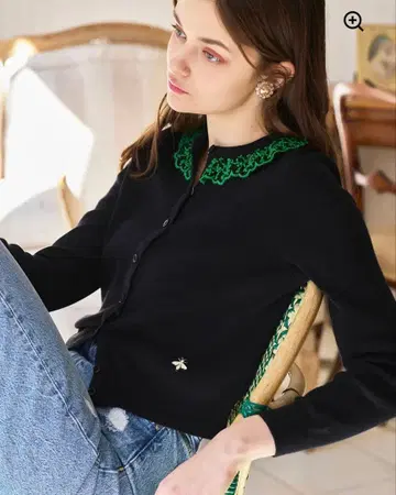 카프리노 NADESHIKO 캐시미어 혼방 레이스 블랙