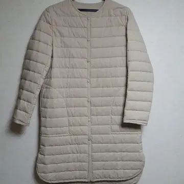 CLEARIMPRESSION 베이지 퀼팅 롱 다운 자켓