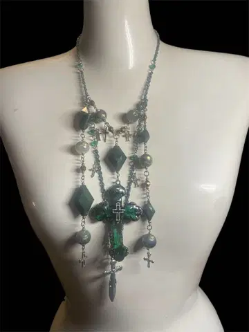 Emerald Layer Cross Necklace