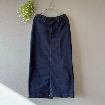 도밍고 [M] 성숙 캐주얼 탄력감 백 슬릿 데님 롱 타이트 스커트