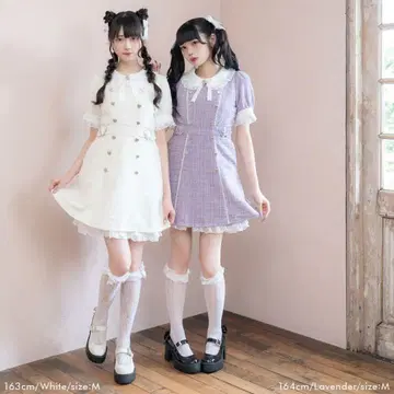 유메텐보 키라키라 하트 퀼팅 썸머 트위드 원피스 라벤더