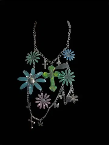 Blooming Cross Charm Necklace