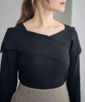 [ 12Twelve Agenda ] 크로스 아지메 오프숄더풍 니트 풀오버