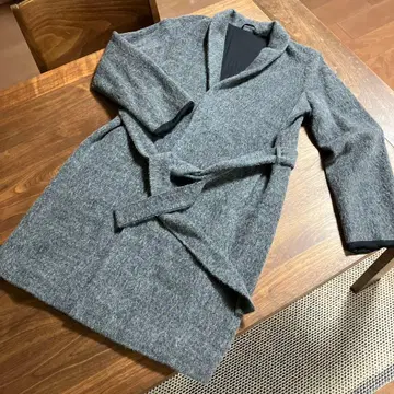 그레이 코트 울 25% 알파카 25% 혼방 벨트 끈 포함