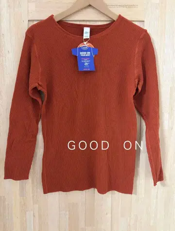 GOOD ON 테라코타 긴팔 와플 T셔츠 S 미사용