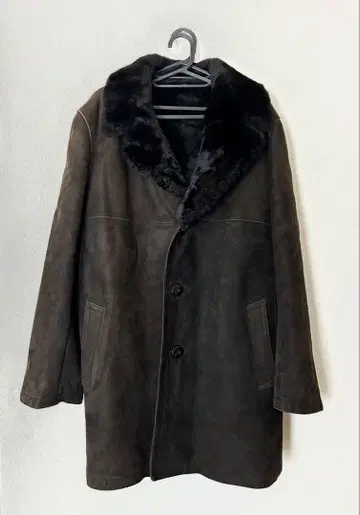 EL Gamo 엘르가모 남성용 롱 코트 아우터 무스탕 코트 브라운