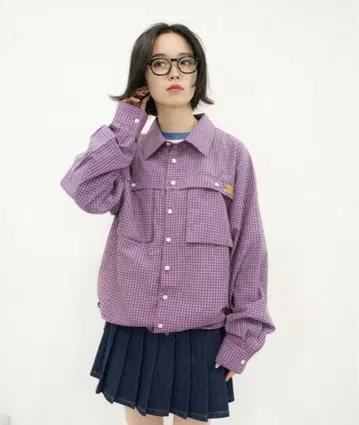 commongullproducts 사각 드로 코드 체크 셔츠