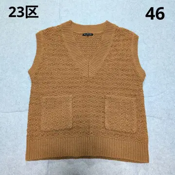 23구 빅 사이즈 니트 베스트 V넥 브라운 계열 46