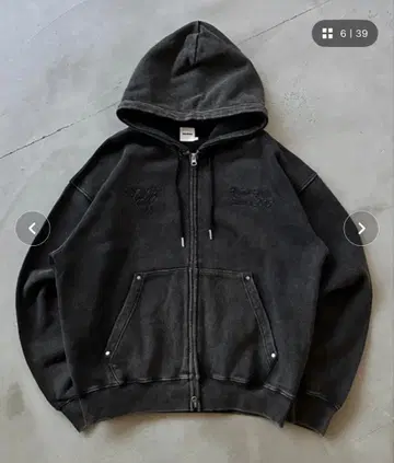 WISH FOR EVER 헤비 웨이트 큐빅 더블 지퍼 후디