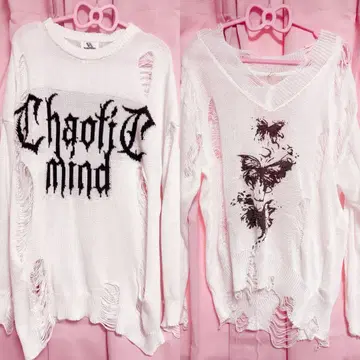 VOLCAN&APHRODITE 데미지 로고 니트 그런지 니트