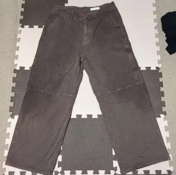 ZARA 자라 배기 데님 브라운 페인터 데님 더블니