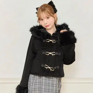 apres jour 숏 더플 코트 블랙