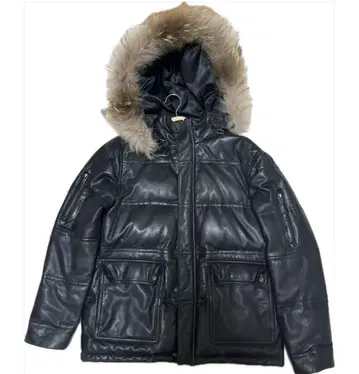 WIND ARMOR 블랙 다운 재킷 퍼 가죽 재킷