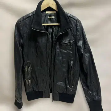 블랙 레더 봄버 자켓