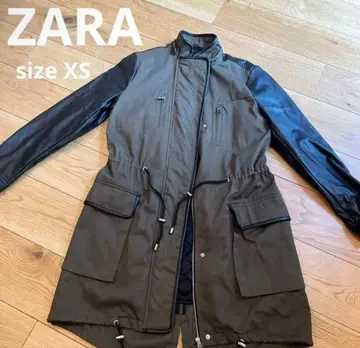ZARA 밀리터리 코트 절개 가죽 자켓 자라