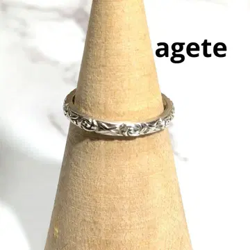 새상품급 아가트 은 플라티나 콤비 조각 반지