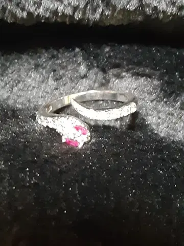 뱀 디자인 크리스탈 & 핑크 스톤 반지