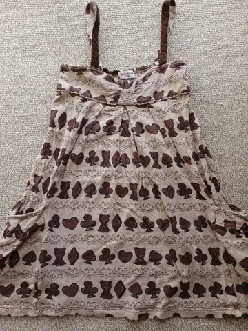 곰 초코 & 트럼프 무늬 원피스 면 에밀리 템플큐트