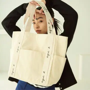 agnes b. 에네스베 토트백 화이트 L 사이즈