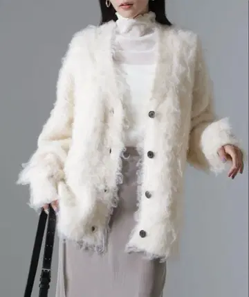 NANO universe 롱 샤기 니트 가디건