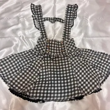 LIZLISA 깅엄 트위드 서스펜더 치마바지