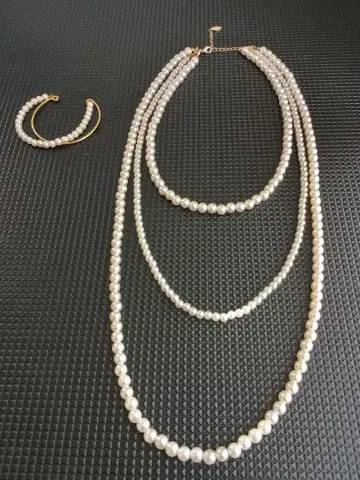 4WAY 펄 모티브 3연 롱 목걸이 증정 포함