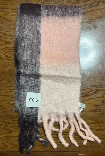 COS 프린지 브러쉬드 모헤어 머플러 핑크/버건디