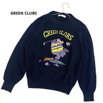 GREEN CLUBS 라이카 긴팔 니트 울 골프 모티브 패치워크