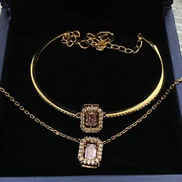 댄싱스톤 에메랄드컷 핑크스톤 팔찌 목걸이