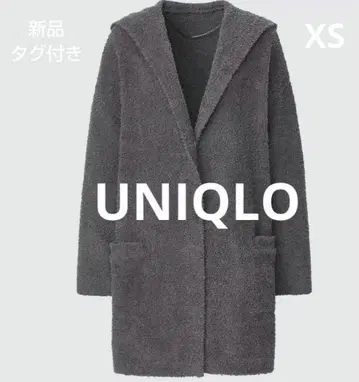 택 포함 새상품 유니클로 소프트 플러피 가운 가디건 후드 부착 그레이