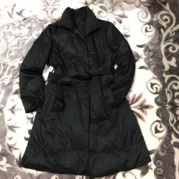 벨트 포함 롱 다운 코트 블랙 A라인 다운 코트