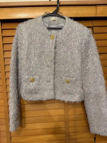 시뉴 샤기 트위드 자켓 Yvonne 그레이