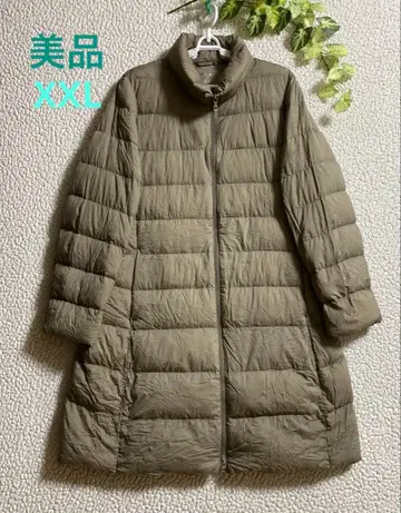 빅 사이즈 유니클로 울트라 라이트 다운 후디드 코트 베이지 XXL