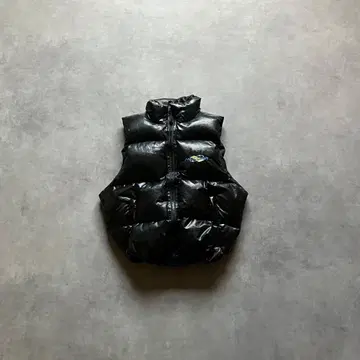 00s shiny coating down vest tech y2k