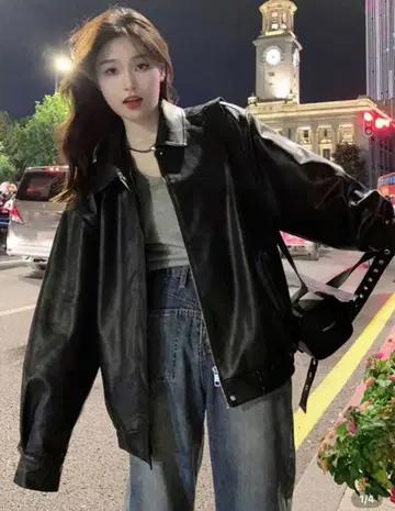 블랙 가죽 원사이즈