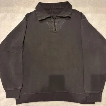 60s 흑먹색 맨투맨 블랙 하프 지퍼 빈티지