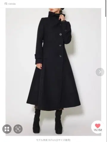 [ 거의 미사용 ] rienda25 오버넥 신데렐라 라인 코트 S 블랙