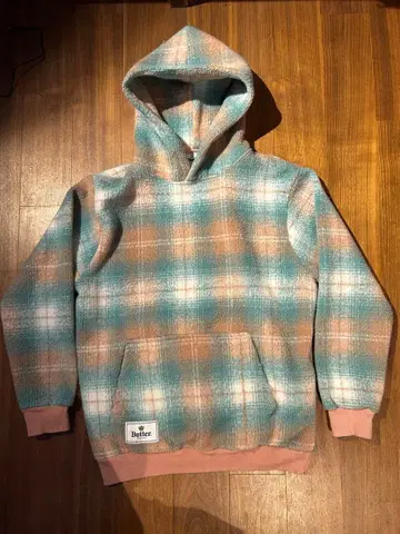 Butter 체크 무늬 플리스 후드티 M