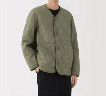 무인양품 포근한 솜 발수 퀼트 자켓 L 카키 그린 새상품 충전솜