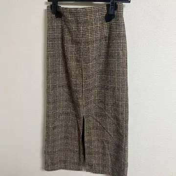 CHAOPANIC 체크 무늬 타이트 스커트 슬릿 포함 가을/겨울