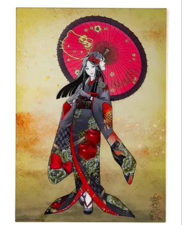 [미사용 새상품] 거울 아크릴 보드 기모노 토미에 x 헬로키티