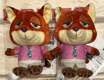 남코 한정판 주토피아2 빨간 볼 마스코트 봉제 인형 닉 2개 세트