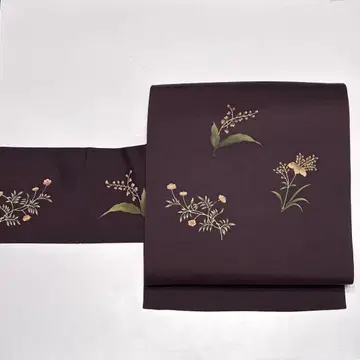 나고야 오비 시오제 순수 실크 수제 염색 중고 보라색 스즈란 so170