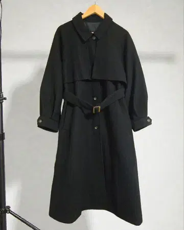 2way 스탠드 카라 볼륨 슬리브 체스터 오버 사이즈 코트 블랙