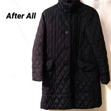 3700K 애프터올 블랙 퀼팅 코트 스탠드 카라 하프 기장 M