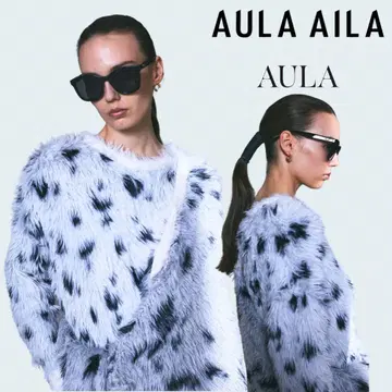 AULA 아우라 멀티 패턴 샤기 니트 달마시안 요시세 미치코 착용