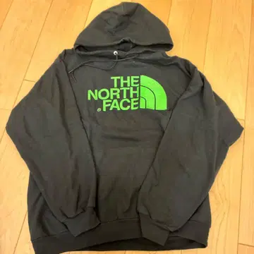 구제 THE NORTH FACE 블랙 후드티 그린 로고