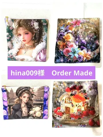 hina009님 ] 핸드메이드 오더 여아와 아트 패턴 파우치&손수건 4점