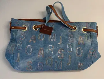 데님 블루 알파벳 자수 백